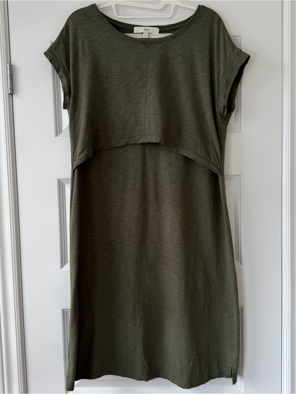 RIPE MATERNITY Roxie Nursing Dress — Khaki / Olive — Size S